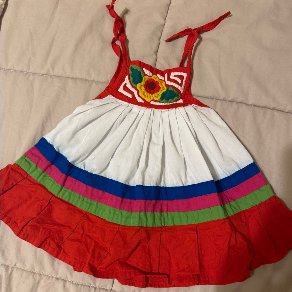 Handmade Guatemalan infant flower fiesta sundress